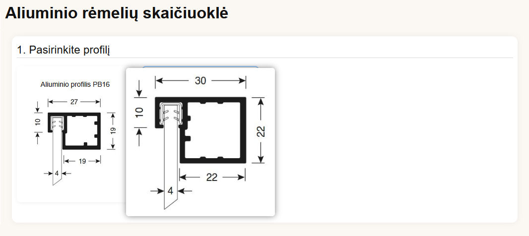 Aliuminio durelių skaičiuoklė – PB16 ir PB30 pasirinkimas
