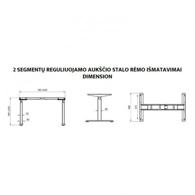 2 segmentų reguliuojamo aukščio stalo rėmas 2