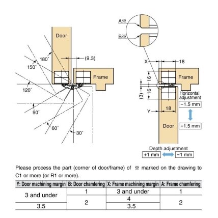 3-WAY ADJUSTABLE CONCEALED HINGE HES3D-90 2