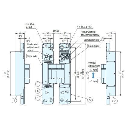 3-WAY ADJUSTABLE CONCEALED HINGE HES3D-E160 1 3-WAY ADJUSTABLE CONCEALED HINGE HES3D-E160 1
