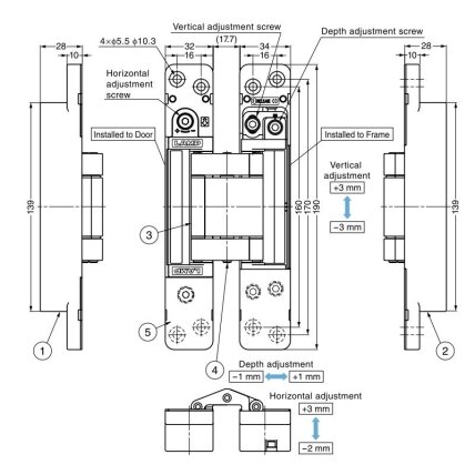 3-WAY ADJUSTABLE CONCEALED HINGE HES3D-E190 1