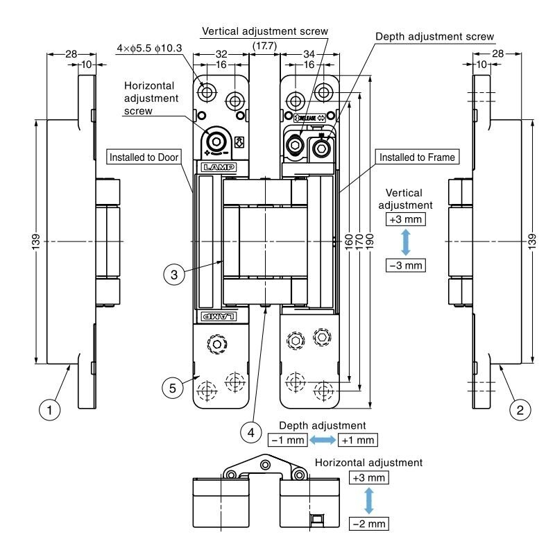 3-WAY ADJUSTABLE CONCEALED HINGE HES3D-E190 1 3-WAY ADJUSTABLE CONCEALED HINGE HES3D-E190 1