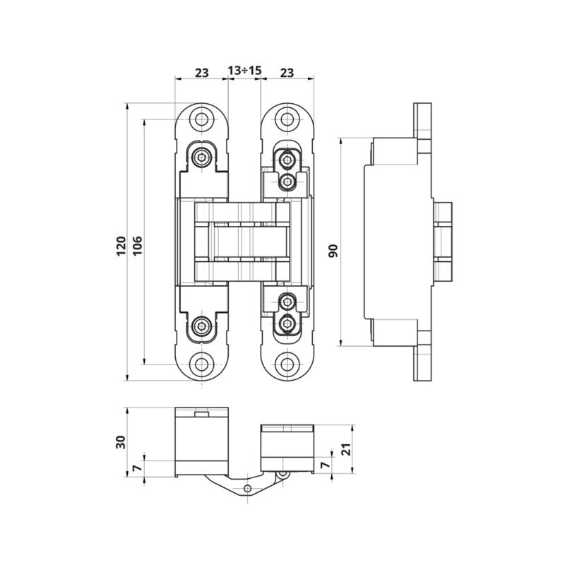 3D adjustable concealed hinge Invisacta IN230 3 3D adjustable concealed hinge Invisacta IN230 3