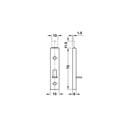 Furniture bolt with straight slide 1