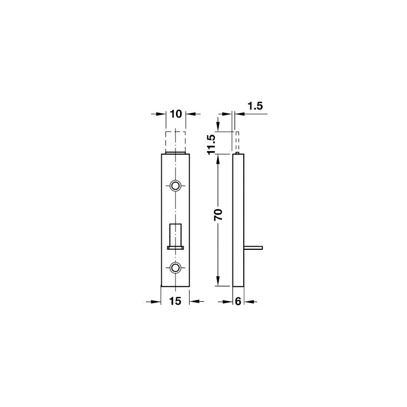 Furniture bolt with straight slide 1