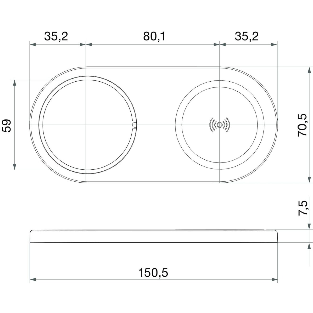 Wireless charging extension module DisQ for EVOline One 3 Wireless charging extension module DisQ for EVOline One 3