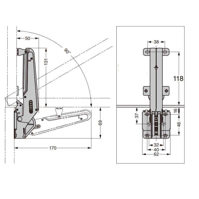 Dangčio pakėlimo mechanizmas Aileron 6