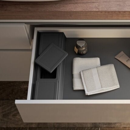 Accessory tray with 4 boxes for bathroom cabinet