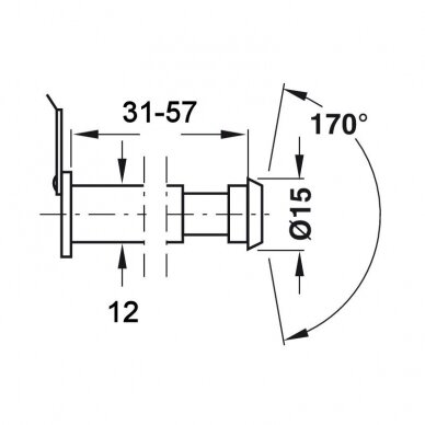 Wizjer drzwiowy 31 - 57 mm Ø12 1