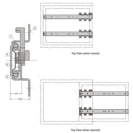 Undermount drawer slides for showcases 4 Undermount drawer slides for showcases 4