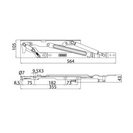 Set of gas spring bed lift up mechanisms with fixation 5 Set of gas spring bed lift up mechanisms with fixation 5