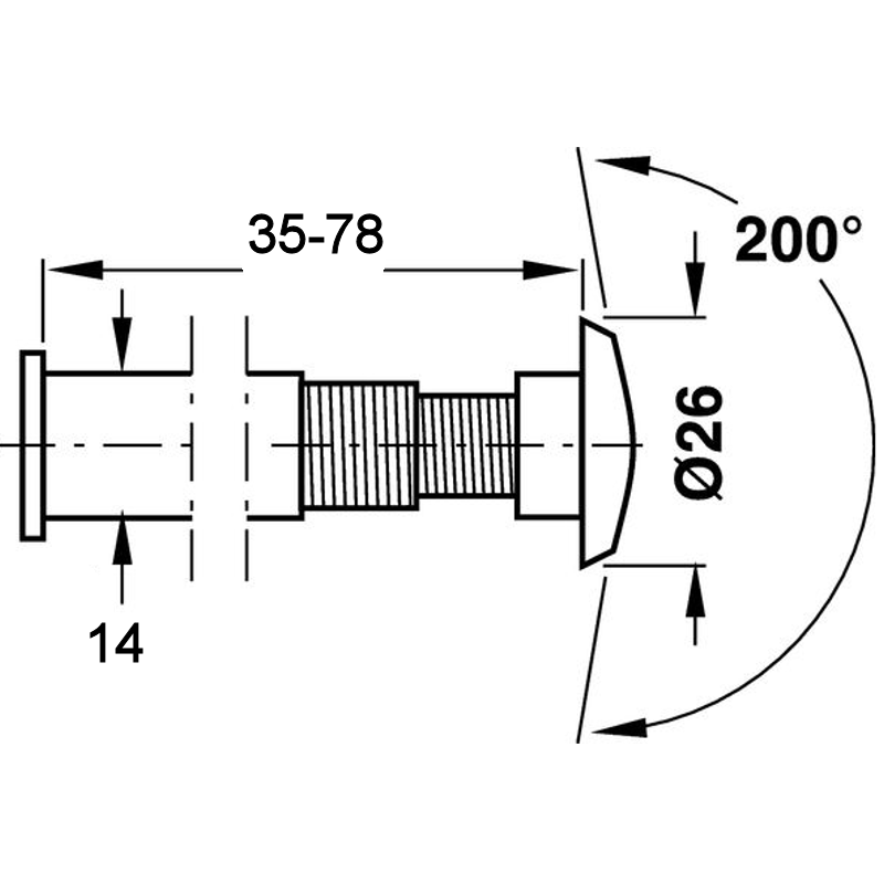 Door viewer 35 - 78 mm Ø14 1 Door viewer 35 - 78 mm Ø14 1