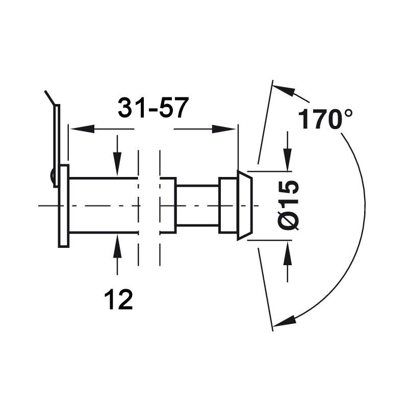 Wizjer drzwiowy 31 - 57 mm Ø12 1 Wizjer drzwiowy 31 - 57 mm Ø12 1