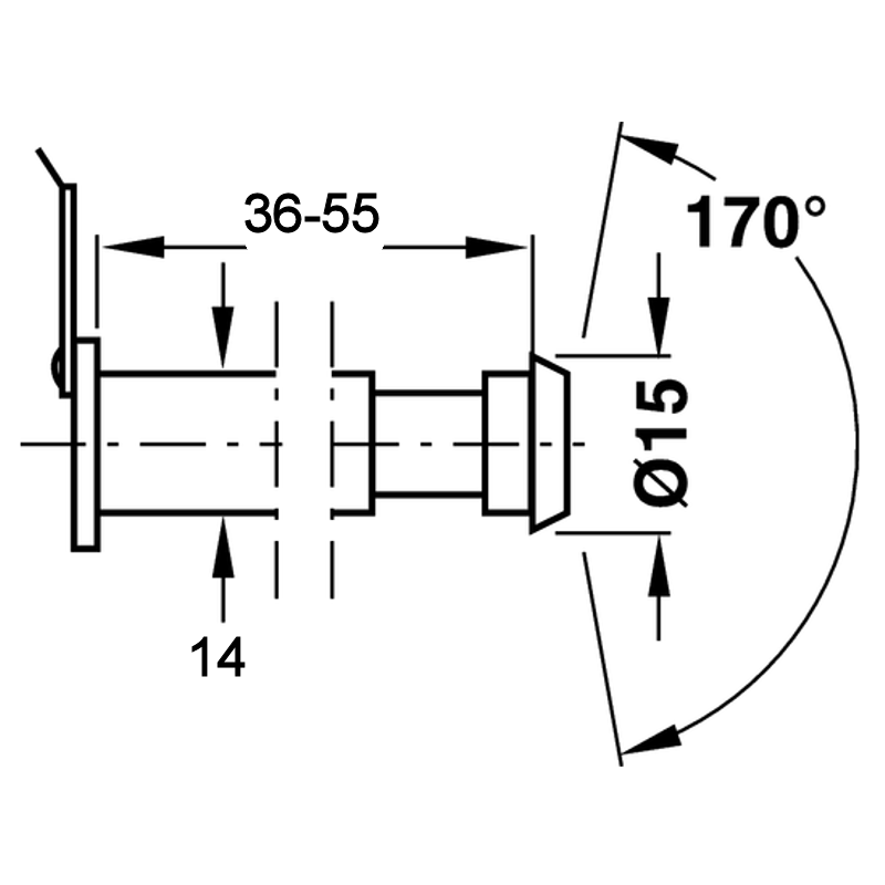 Дверной глазок 36 - 55 mm Ø14 1 Дверной глазок 36 - 55 mm Ø14 1