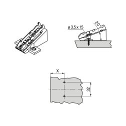 1D cross TIOMOS mounting plate for 20° angle stops 1D cross TIOMOS mounting plate for 20° angle stops