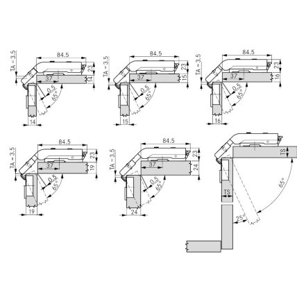 GRASS TIOMOS Pie-cut corner hinge 1 GRASS TIOMOS Pie-cut corner hinge 1