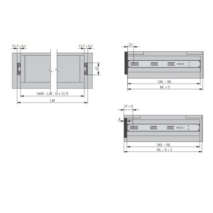Ball bearing slides H45, soft close 2