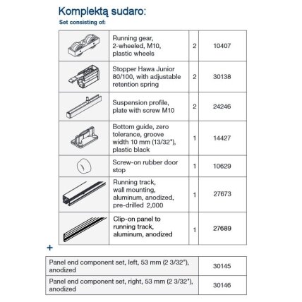 Комплект системы Hawa JUNIOR 80 B с рельсом, крепление к стене 3 Комплект системы Hawa JUNIOR 80 B с рельсом, крепление к стене 3