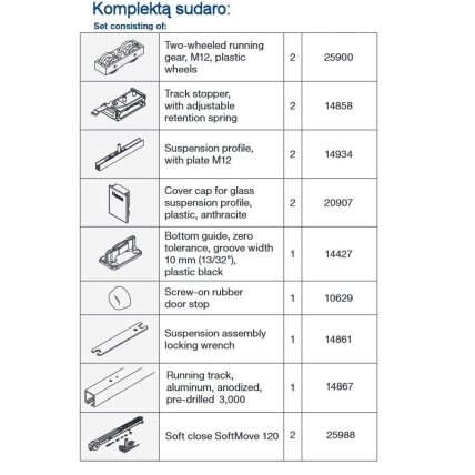 Комплект системы Hawa JUNIOR 120 B с рельсом, крепление к потолку 4 Комплект системы Hawa JUNIOR 120 B с рельсом, крепление к потолку 4