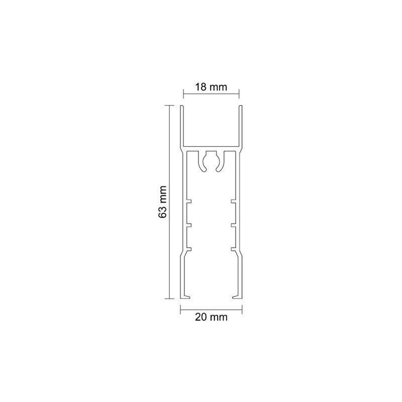 Horizontal upper profile for 16 mm and 18 mm systems 1 Horizontal upper profile for 16 mm and 18 mm systems 1
