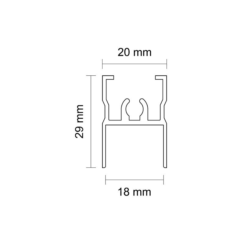Horizontal upper profile for 16 mm and 18 mm systems 1 Horizontal upper profile for 16 mm and 18 mm systems 1