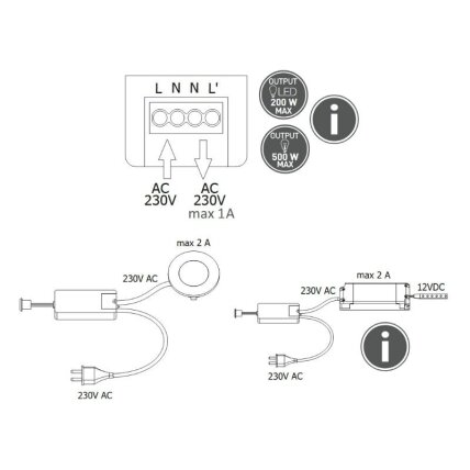 Isolated IR switch controller with flexible IR sensor detector, 100 - 240V 2 Isolated IR switch controller with flexible IR sensor detector, 100 - 240V 2