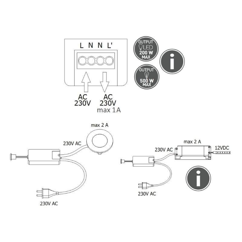 Isolated IR switch controller with flexible IR sensor detector, 100 - 240V 2 Isolated IR switch controller with flexible IR sensor detector, 100 - 240V 2