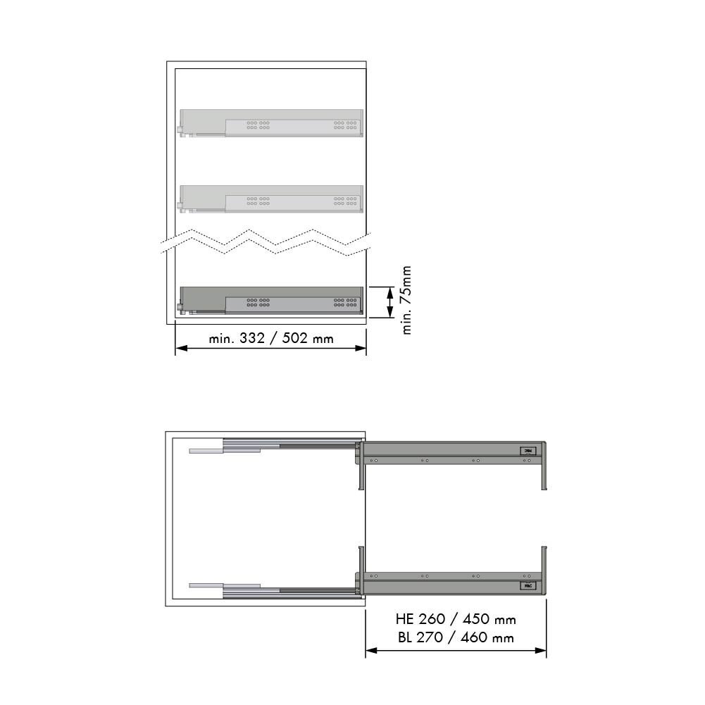 Pull-out basket set CHIC, low 1
