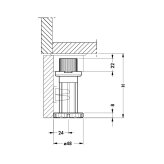 Plastic kitchen leg with separate fixing socket, 28 mm