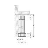 Plastic kitchen leg with separate fixing socket, 28 mm