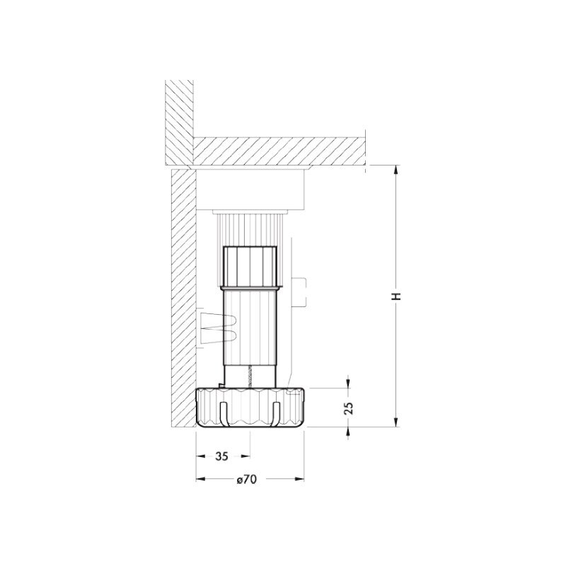 Izjaucama virtuves kājiņa, 34 mm 1 Izjaucama virtuves kājiņa, 34 mm 1