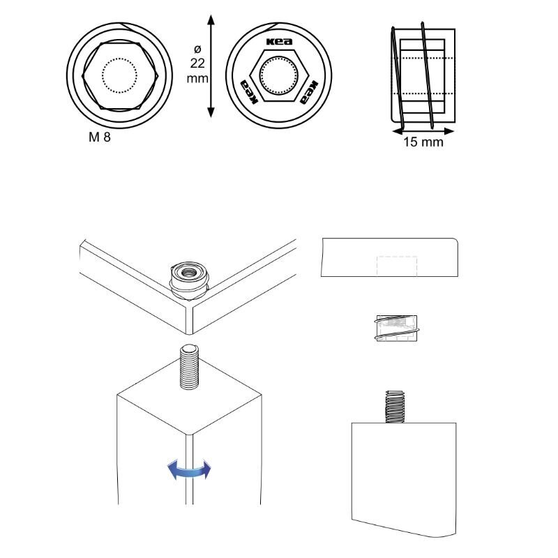 Bushing for table leg fastening 3 Bushing for table leg fastening 3