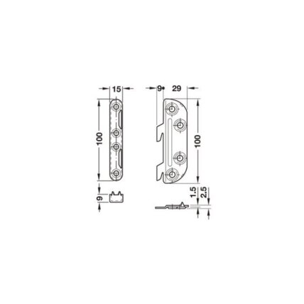 Bed fitting with cranked hook-in part and striking plate 1