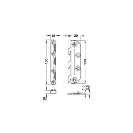 Bed fitting with cranked hook-in part and striking plate 2