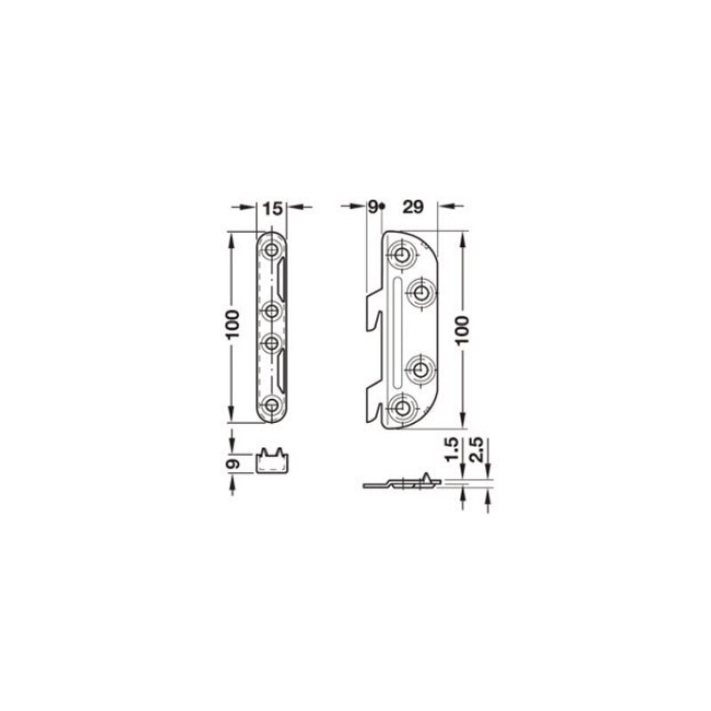 Bed fitting with cranked hook-in part and striking plate 1