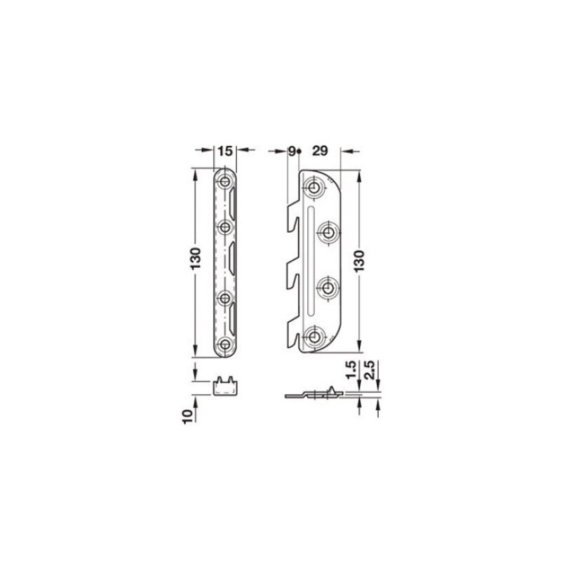 Bed fitting with cranked hook-in part and striking plate 2