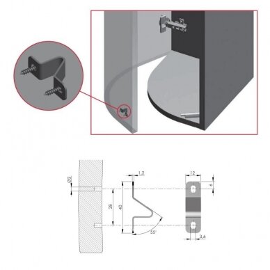 Plate for K-Push with adapter housing for curved doors 1
