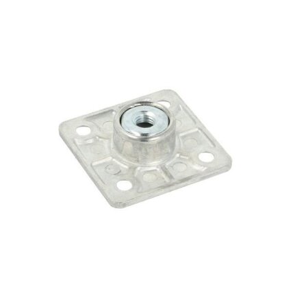 Quadrangular plate with bushing for table leg fastening Quadrangular plate with bushing for table leg fastening