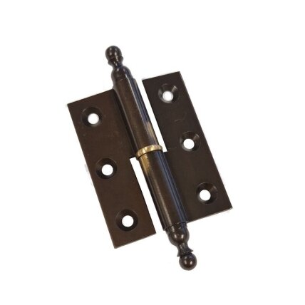 Brass hinge, with flat leaf and knobs. Suitable for full inset doors. Brass hinge, with flat leaf and knobs. Suitable for full inset doors.