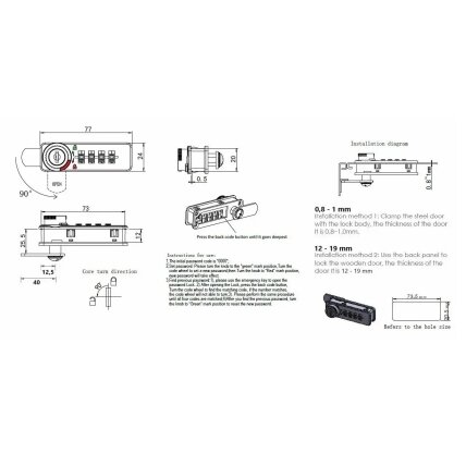 Kodinė mechaninė spynelė, laisvo kodo 2 Kodinė mechaninė spynelė, laisvo kodo 2