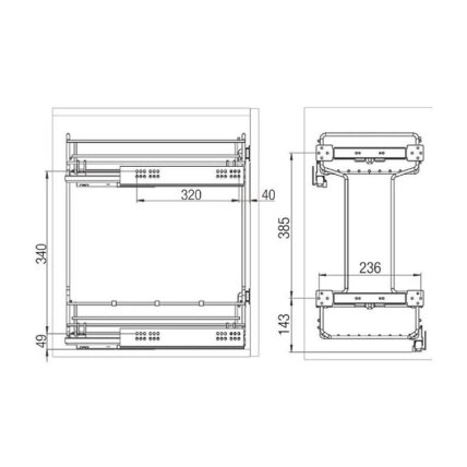 300 mm and 400 mm base unit pull-outs with runners Grass Nova Pro 1 300 mm and 400 mm base unit pull-outs with runners Grass Nova Pro 1