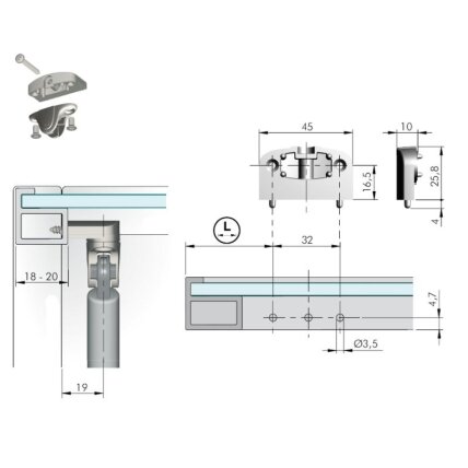 Adapter for narrow aluminum profile doors 1 Adapter for narrow aluminum profile doors 1
