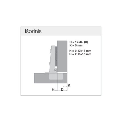Lankstas "Basic QS" išorinis "Mini" 95° 1 Lankstas "Basic QS" išorinis "Mini" 95° 1