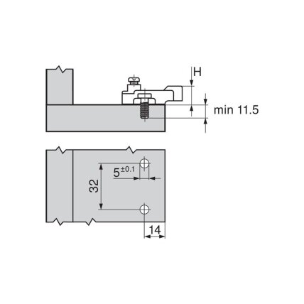 Cruciform mounting plate – Blind corner hinge inset application 2
