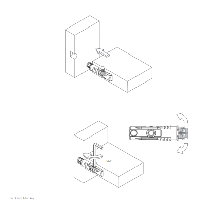 Recessed horizontal fitting with integrated bush ROTO 2