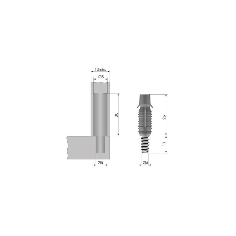 PAD - Permanent Assembly Dowel with engineering plastic sleeve conceived for minimum thickness 18mm 1