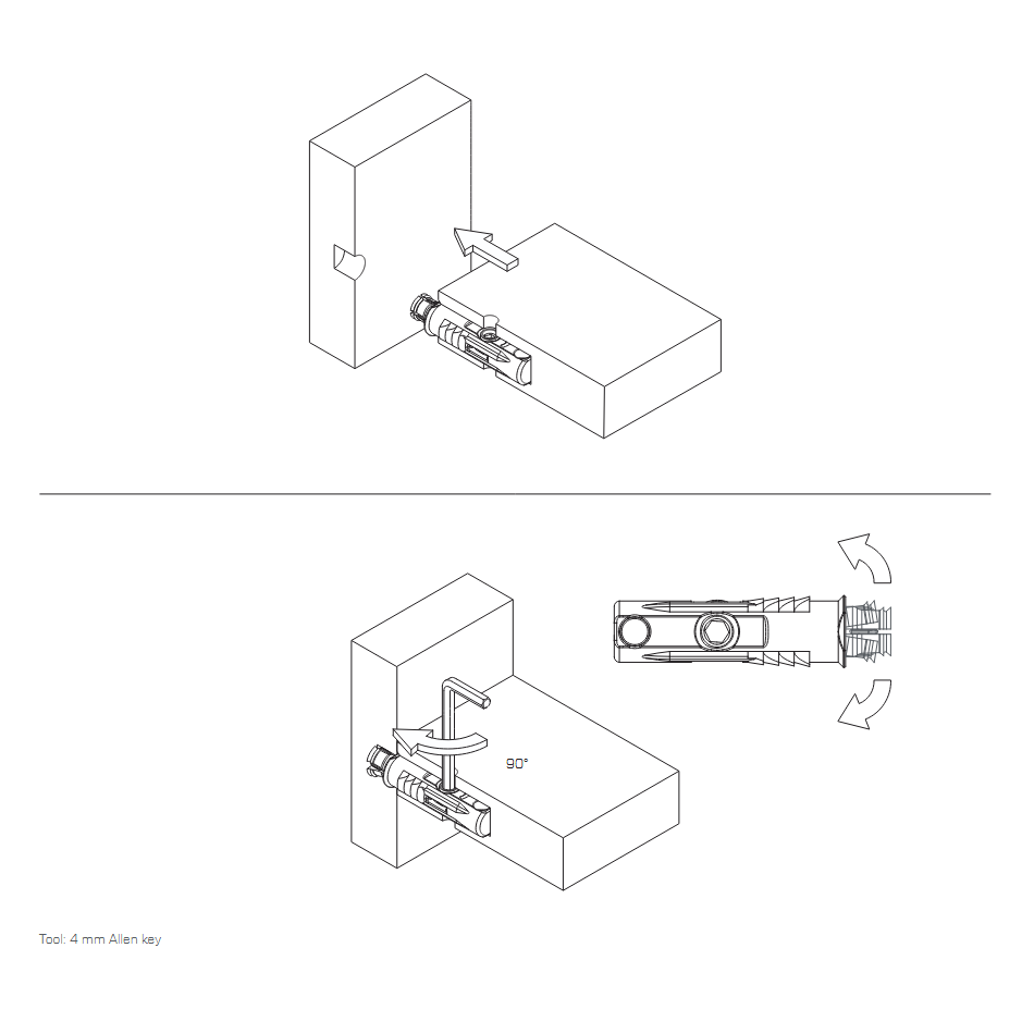 Recessed horizontal fitting with integrated bush ROTO 2 Recessed horizontal fitting with integrated bush ROTO 2