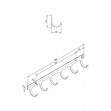 Hanger with 6 hooks „LIBELL“ 1