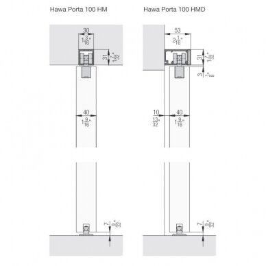 Комплект для сдвижной двери Hawa Porta 100 HM / HMD, без направляющей 2