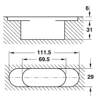 Скрытая петля для дверей мин. 30 мм толщиной 2